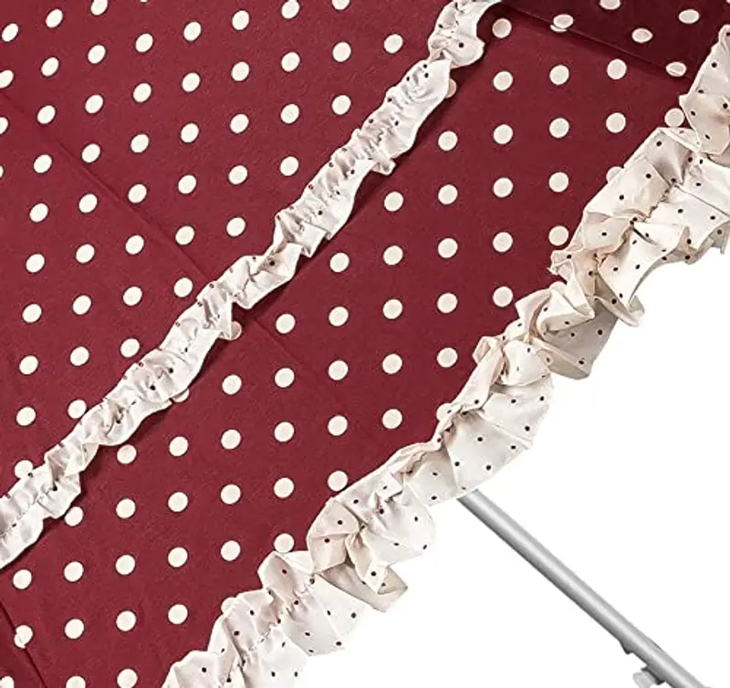 VON LILIENFELD® Ombrello Parasole Sposa Apertura Automatica Antivento Donna Mary orgogna bordeaux con punti miniatura 2