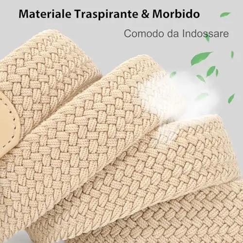 VONMELLI Cintura Elastica Uomo Intrecciata Cintura Uomo in Tessuto Cintura Elasticizzata Regolabile per Uomo e Donna miniatura 3