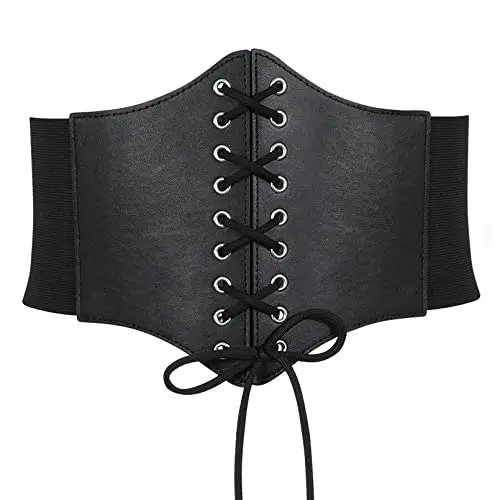 VONMELLI Corsetto Donna Pizzo in Vita Cintura Elastica Donna con Fascia Larga Retrò Legata Corsetto Moda Ampia Legato