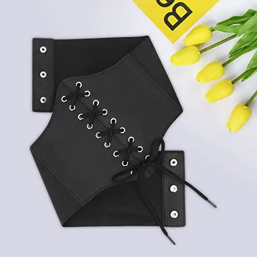 VONMELLI Corsetto Donna Pizzo in Vita Cintura Elastica Donna con Fascia Larga Retrò Legata Corsetto Moda Ampia Legato miniatura 3