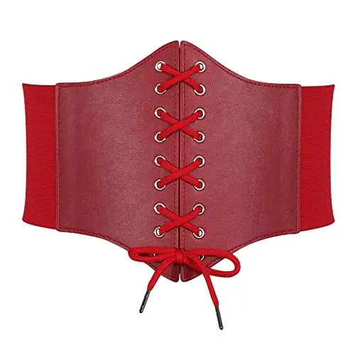 VONMELLI Corsetto Donna Pizzo in Vita Cintura Elastica Donna con Fascia Larga Retrò Legata Corsetto Moda Ampia Legato