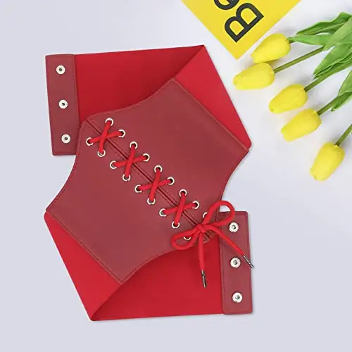 VONMELLI Corsetto Donna Pizzo in Vita Cintura Elastica Donna con Fascia Larga Retrò Legata Corsetto Moda Ampia Legato miniatura 3