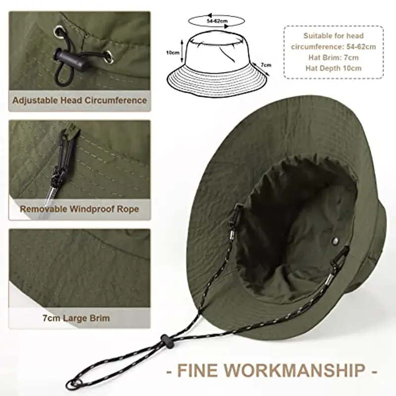 Voqeen Cappello da Pescatore Uomo Donna Anti UV Estivo Outdoor Traspirante e Impermeabile Unisex Pieghevole Cappello da Sole per Pesca Campeggio Giardinaggio Trekking miniatura 2