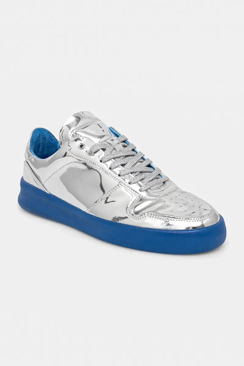 sneakers in pelle 5A colore argento 5A.Cromato