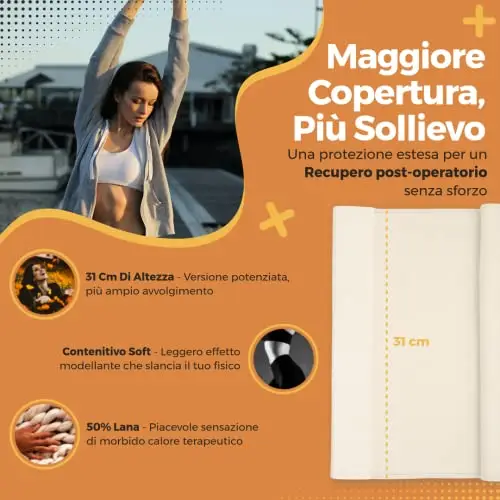 VP PINUCCIO VENEGONI Fascia Lombare Uomo Donna in Lana Riscaldante | Contenitiva Made in Italy, H 31 cm miniatura 3