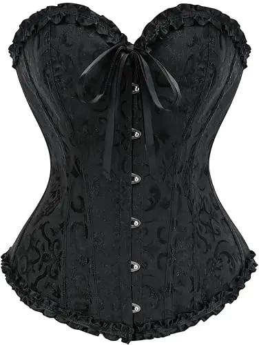 Vrapo Corsetto Bustino da donna, Corset con lacci in vita, lingerie modellante, Nero, M