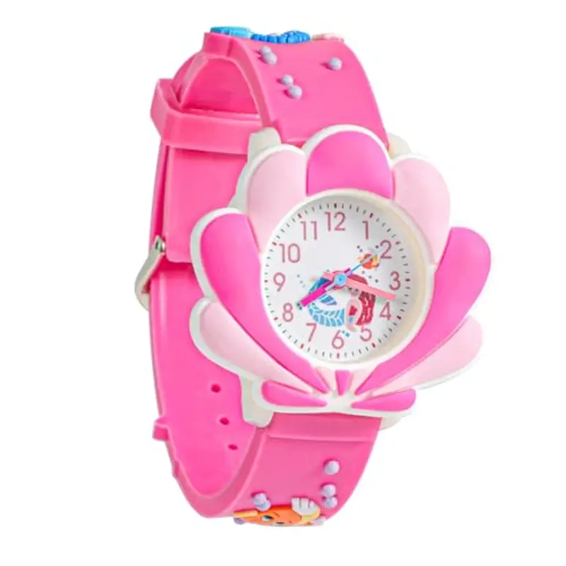 Vspek Orologi Bambina Rosa Orologio Ragazza con 3D Ocean World Cartone Animato Cinturino in Silicone Movimento al Quarzo Kids Orologio Bambini per Ragazze da 3-10 Anni