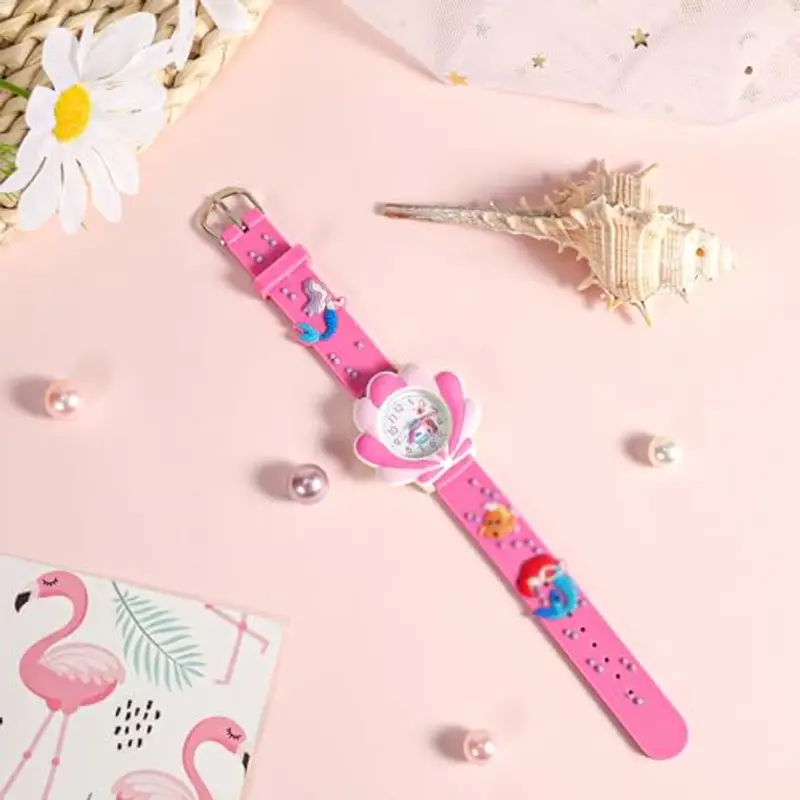 Vspek Orologi Bambina Rosa Orologio Ragazza con 3D Ocean World Cartone Animato Cinturino in Silicone Movimento al Quarzo Kids Orologio Bambini per Ragazze da 3-10 Anni miniatura 3