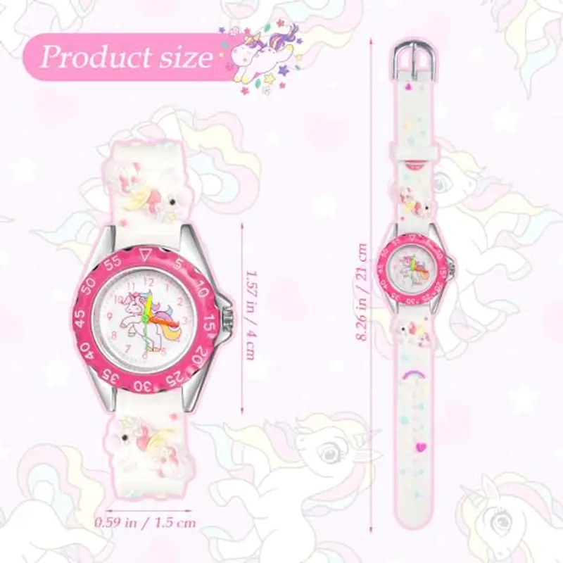 Vspek Orologio Digitale per Bambini, Orologio da Polso per Ragazze, Polso Unicorno, Cartone animato 3D con cinturino in rilievo, Regali per bambine, regali di compleanno per bambine dai 3 ai 13 anni miniatura 2