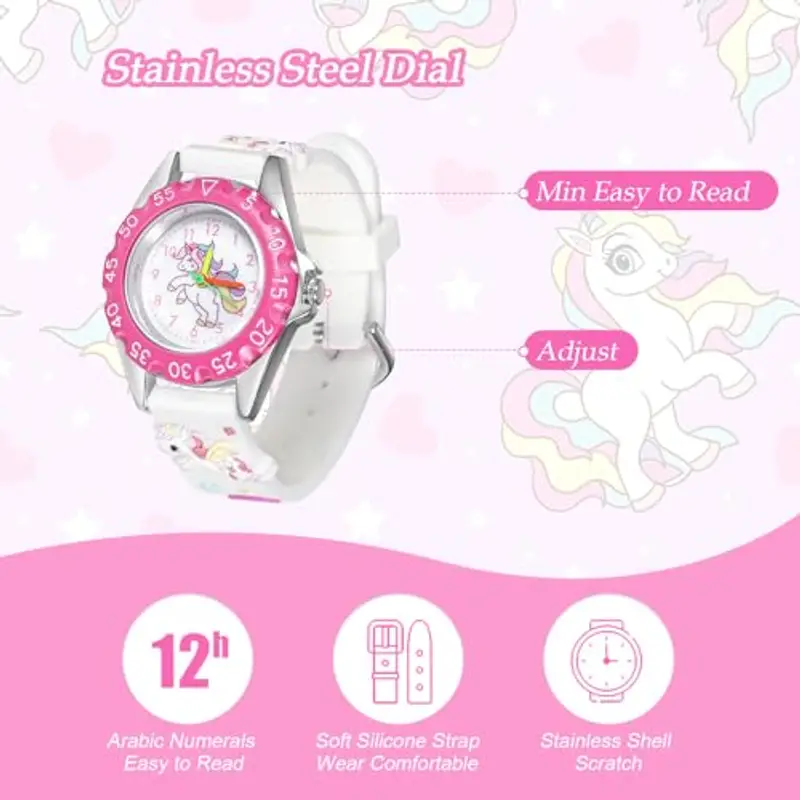 Vspek Orologio Digitale per Bambini, Orologio da Polso per Ragazze, Polso Unicorno, Cartone animato 3D con cinturino in rilievo, Regali per bambine, regali di compleanno per bambine dai 3 ai 13 anni miniatura 3