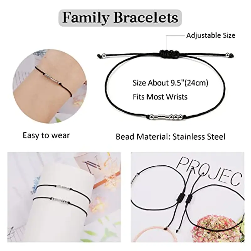 VU100 2 pezzi Bracciale codice Morse Regalo di compleanno Gioielli Regalo fatto a mano per mamma e figlio miniatura 2