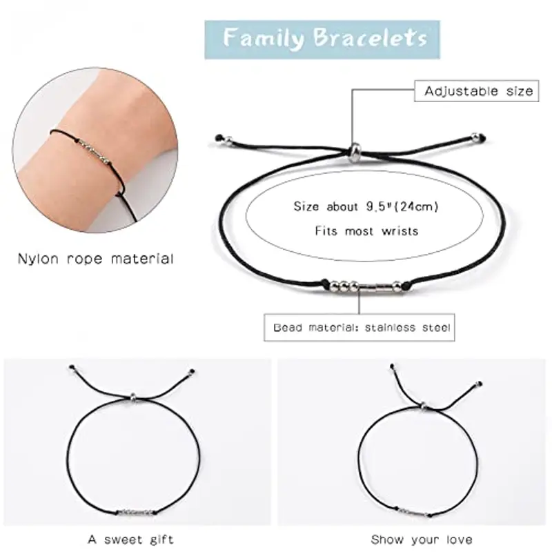 VU100 2 pezzi Bracciale codice Morse Regalo per la festa del papà Gioielli regalo fatto a mano per papà e figlio miniatura 3