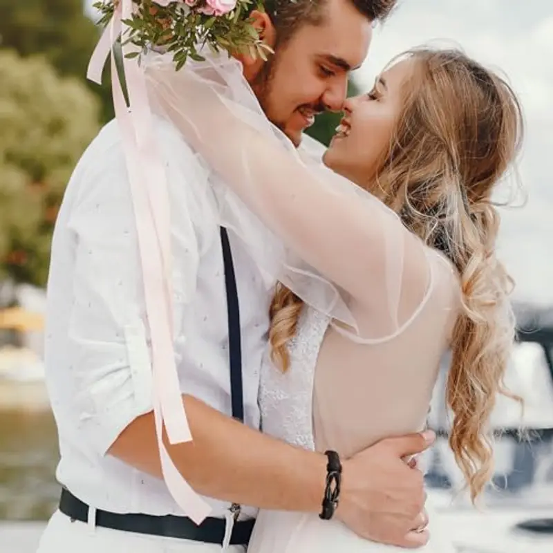 VU100 Bracciale Uomo Regalo per Uomo San Valentino Regalo per Lui Bracciale in Pelle Ti Amo Regalo di Compleanno per miniatura 2