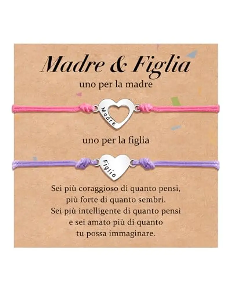 VU100 Regalo per la Festa della Mamma e del Compleanno - Bracciale in Acciaio Inox a Forma di Cuore per Madre e Figlia