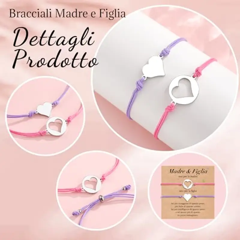 VU100 Regalo per Mamma Figlia Bracciale Madre Figlia Regalo per la Festa della Mamma Bracciale in Acciaio Inox a Forma miniatura 2