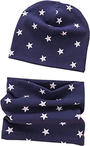 VUCDXOP 1 Set Cappello e Sciarpa del Cotone per Ragazzi e Ragazze, Autunno e Inverno Carino Neonato Bambino Spessa e