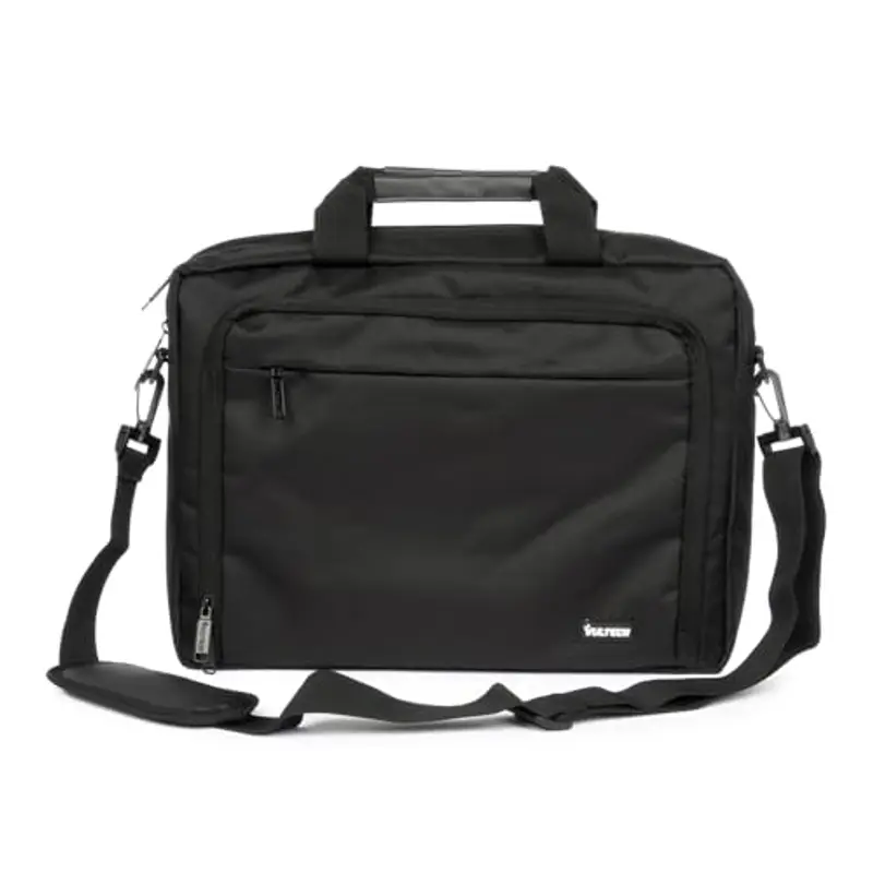 VulTech Borsa per Notebook 15.6”, Compatta con Vano pc Imbottito, Maniglie e Tasca Esterna, Tracolla rimovibile e regolabile, fascia per trolley miniatura 2
