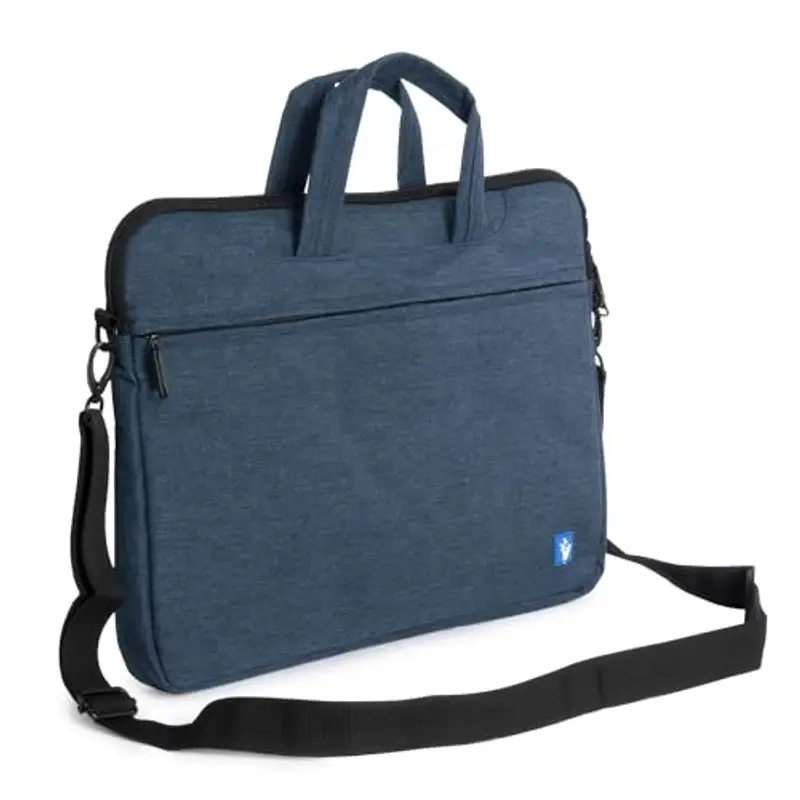 VulTech Borsa Tracolla Laptop 15-15,6", Custodia PC Compatibile con MacBook Pro/Air, HP, Lenovo, Dell, Asus – Vano Imbottito, Tasca Frontale, Fascia per Trolley, Tracolla Rimovibile, blu