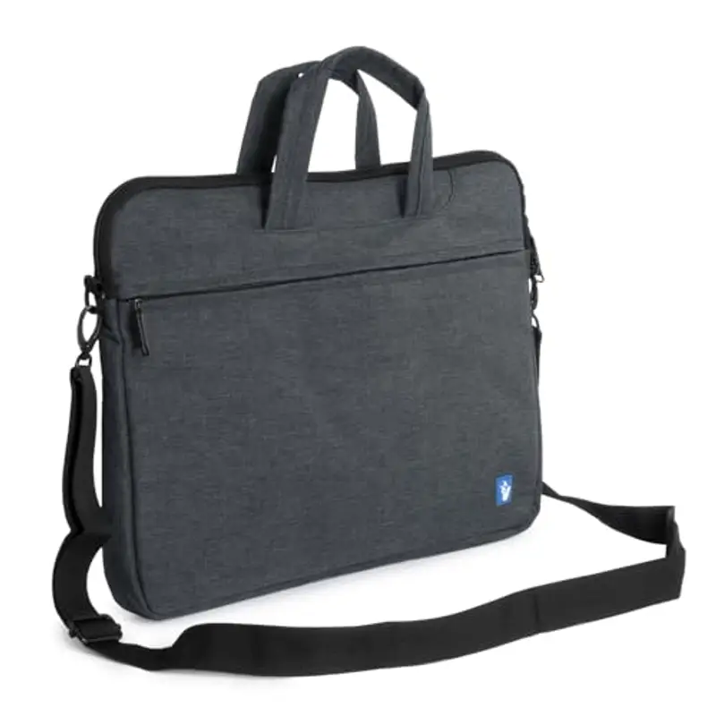 VulTech Borsa Tracolla Laptop 15-15,6", Custodia PC Compatibile con MacBook Pro/Air, HP, Lenovo, Dell, Asus – Vano Imbottito, Tasca Frontale, Fascia per Trolley, Tracolla Rimovibile, Grigio