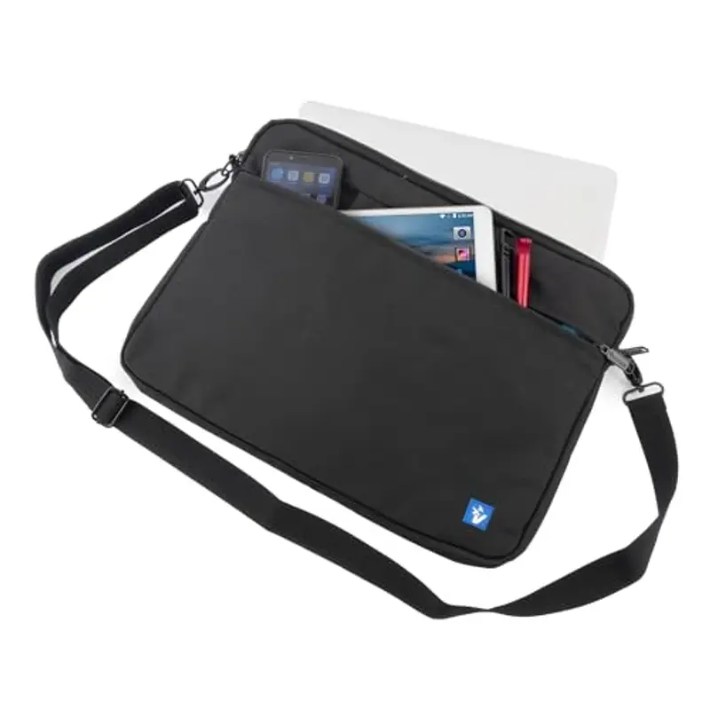 VulTech Borsa Tracolla Laptop 15-15, 6", Custodia PC Compatibile con MacBook Pro/Air, HP, Lenovo, Dell, Asus – Vano Imbottito, Tasca Frontale, Fascia per Trolley, Tracolla Rimovibile, Nero miniatura 3
