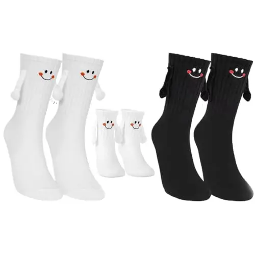 VURYAPI 3 paia di Coppia che si tiene per mano Calzini, calzini for coppia divertenti mano nella mano, Calzini per