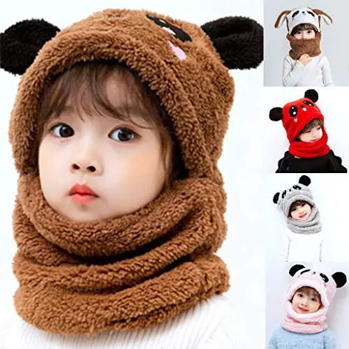 VVXXMO Bambini Inverno Fuzzy Peluche Passamontagna Cappello Cartoon Panda Coniglio Animale Spessa Antivento Copertura miniatura 3