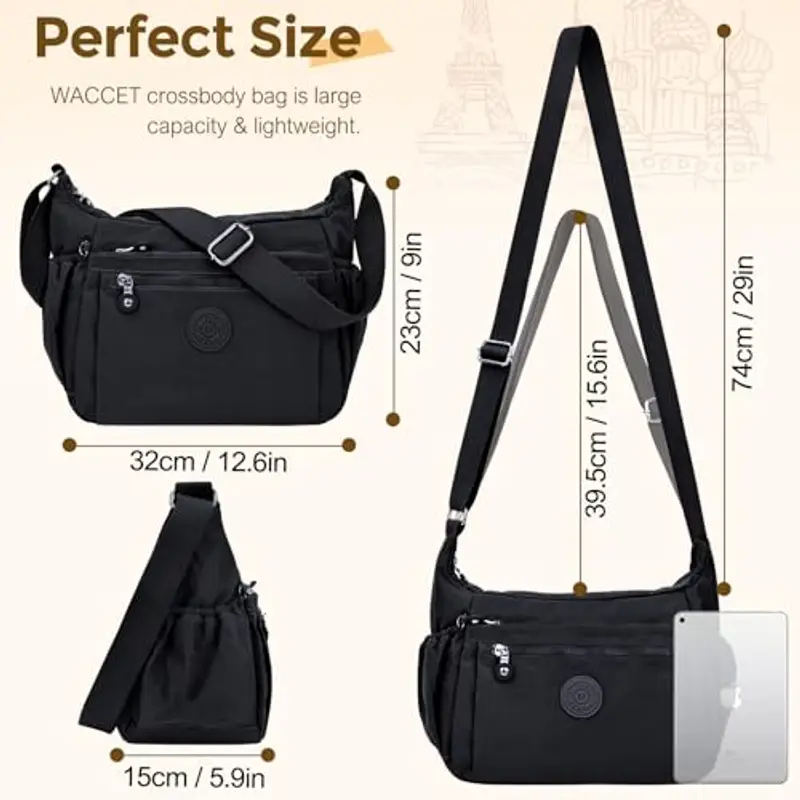 WACCET Borsa a tracolla Donna Nero 1607346 miniatura 2