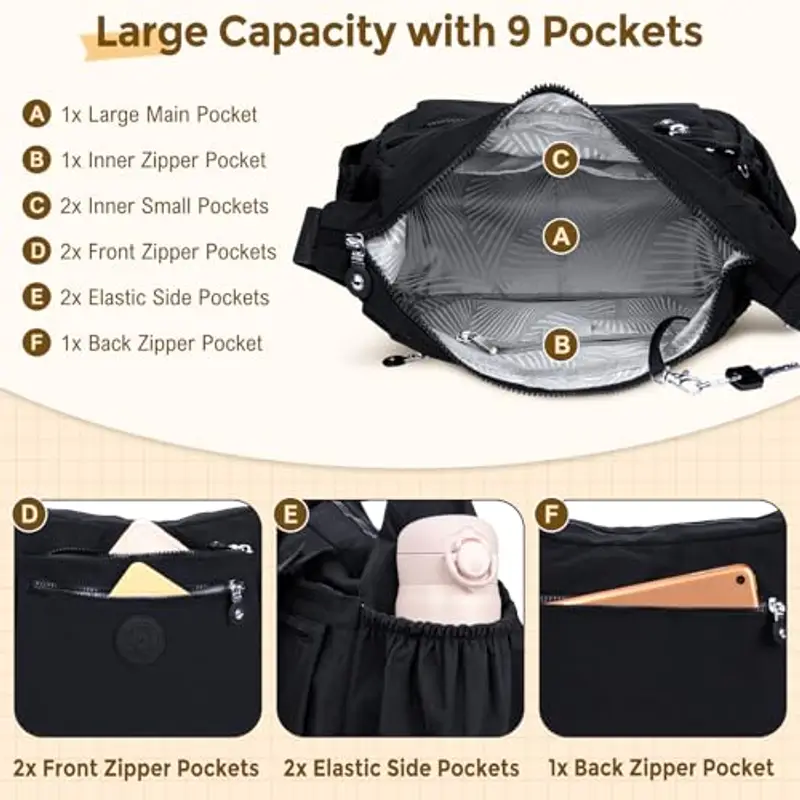 WACCET Borsa a tracolla Donna Nero 1607346 miniatura 3