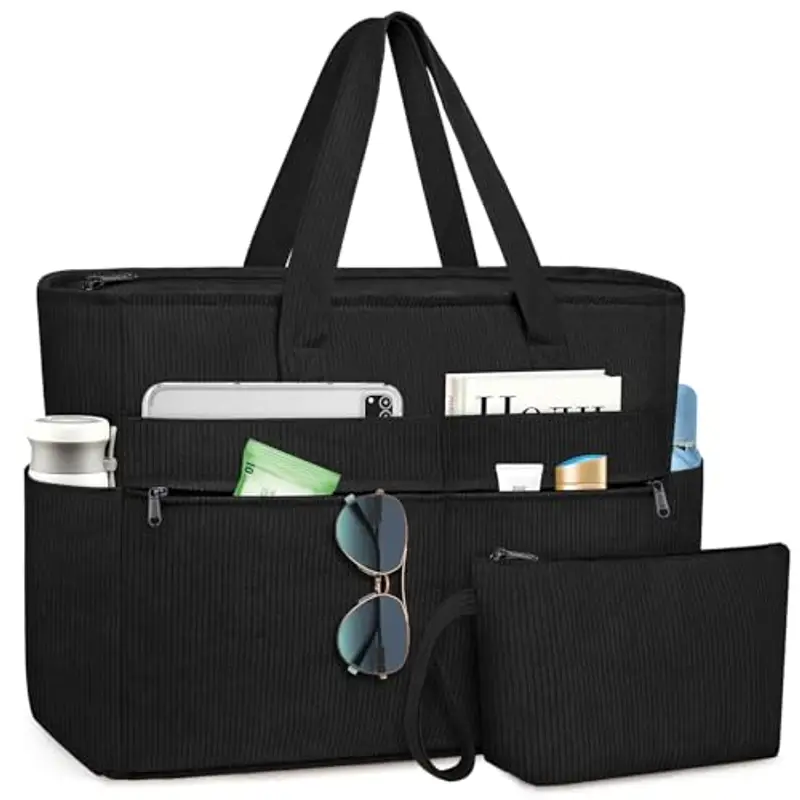 WACCET Borsa Mare Donna Grande, Borsa Spiaggia Donna Impermeabile con Zip Borsa Mare Grande XXL Famiglia 50L Pieghevole Leggera Borsa Beach Tote Bag per Spiaggia, Viaggio, Vacanza, Piscina