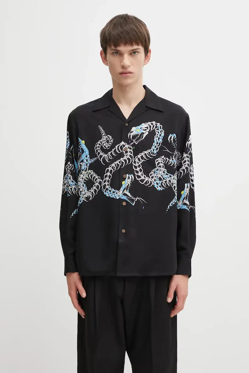 camicia Hawaiian uomo colore nero 25FW-WMS-HI04