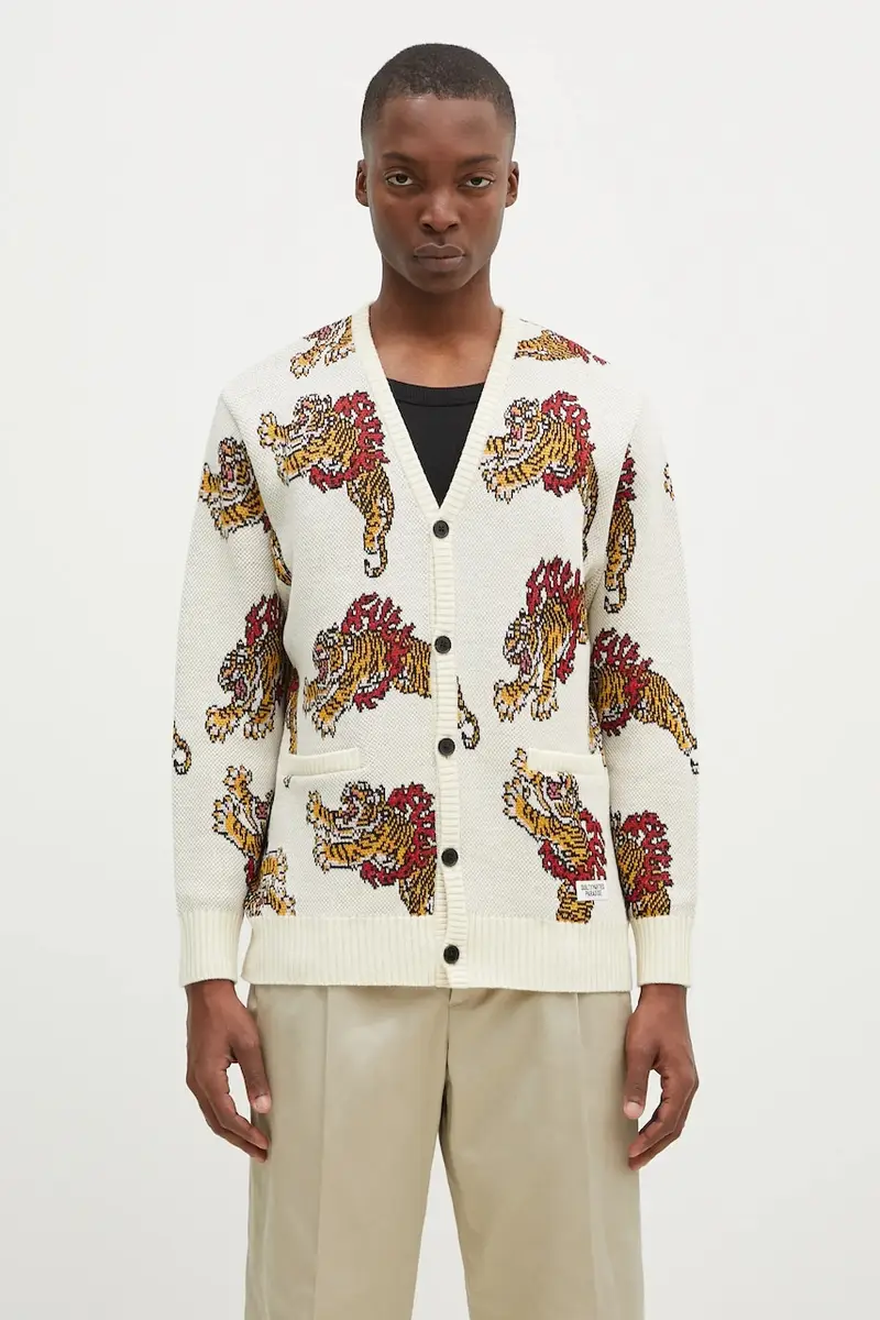 cardigan in lana Tim Lehi colore beige 24FW-WMK-KN22