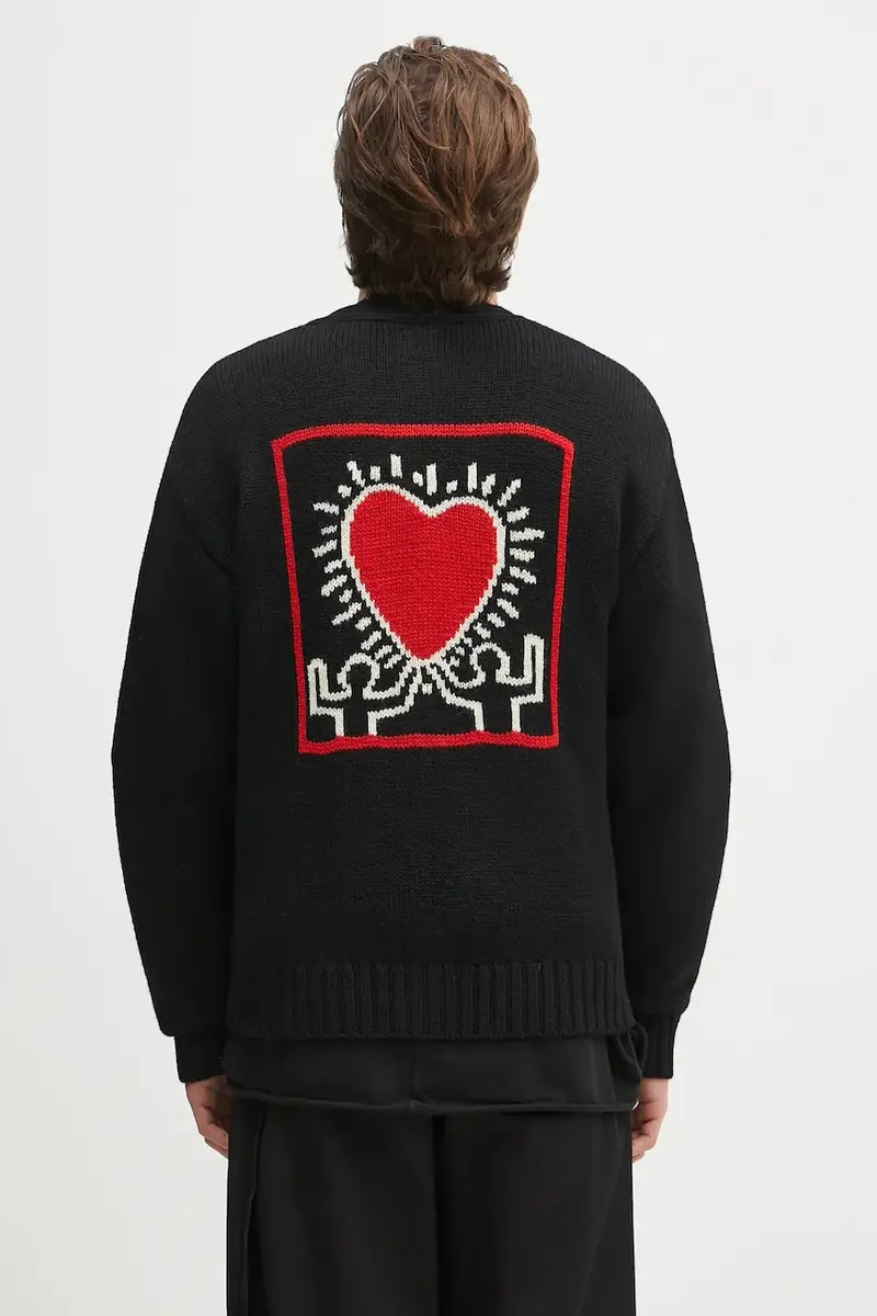 cardigan in lana x Keith Haring colore nero KH.WM.KN02