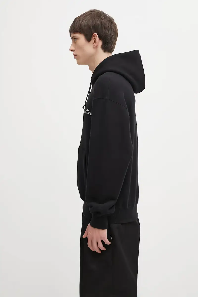 felpa in cotone uomo colore nero con cappuccio con applicazione 25FW-WMC-SS06 miniatura 2