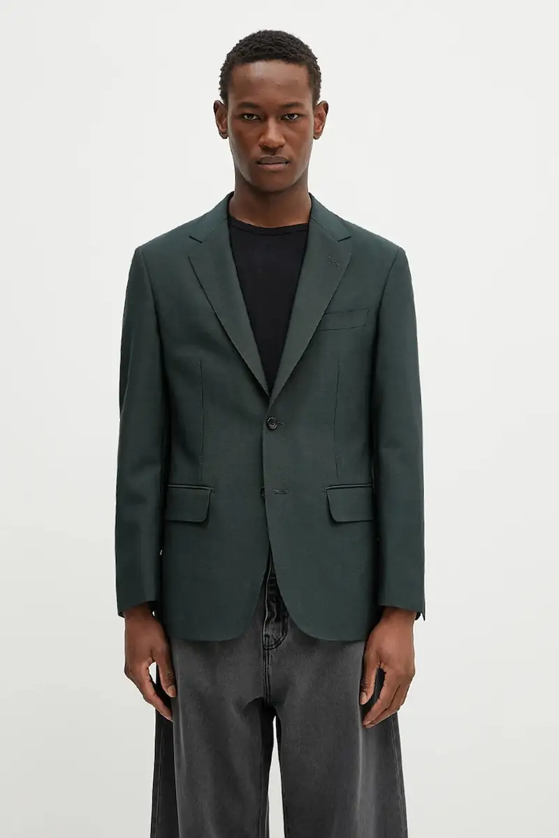 giacca in lana Single Breasted uomo colore verde 24FW-WMO-SU06