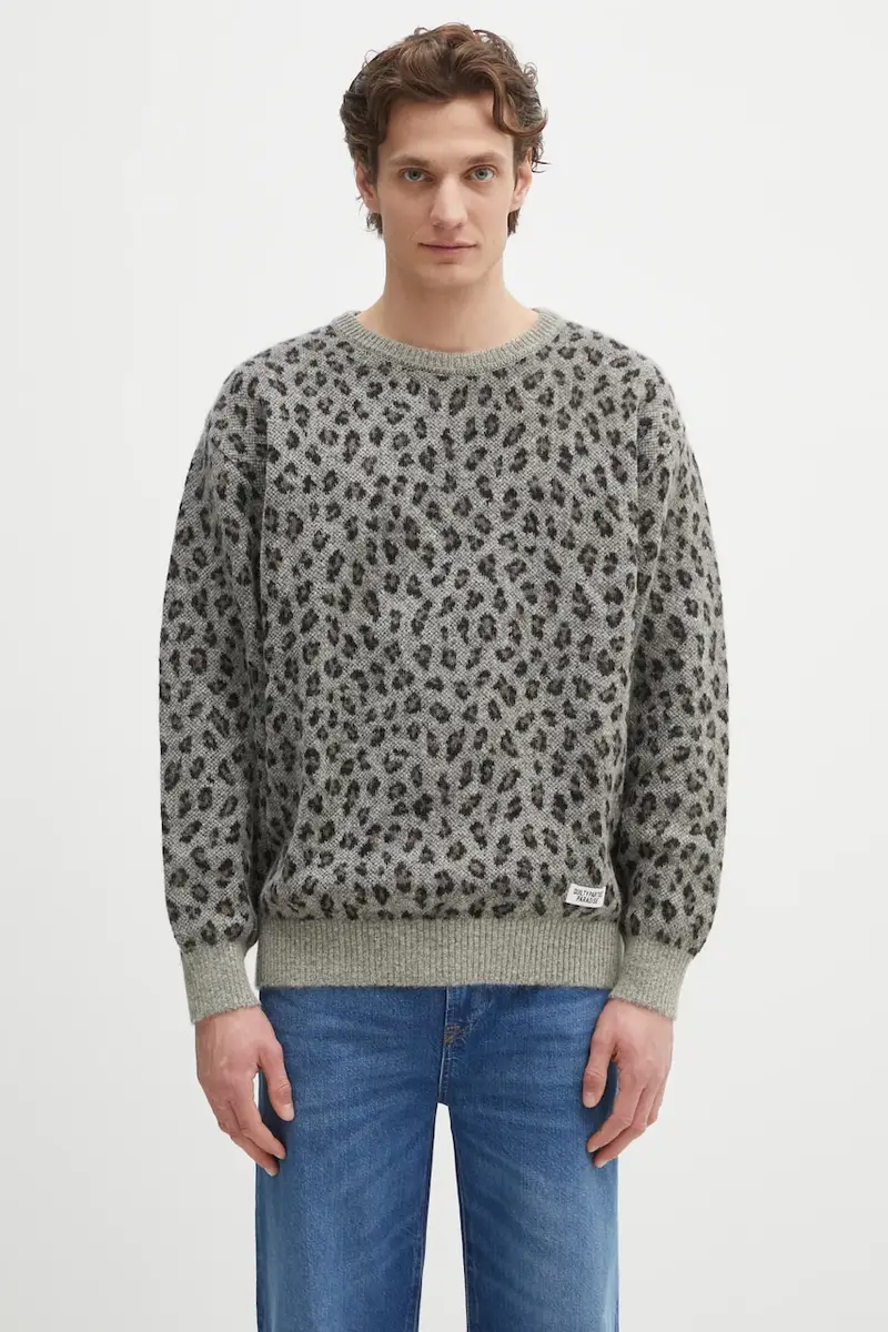 maglione in lana Leopard Mohair uomo colore grigio 24FW-WMK-KN11