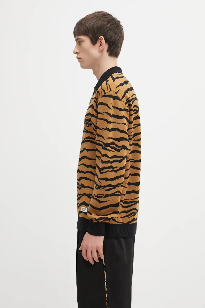 maglione in lana Tiger uomo colore marrone 25FW-WMK-KN10 miniatura 2