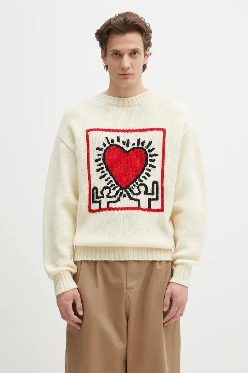 maglione in lana x Keith Haring uomo colore beige KH.WM.KN01