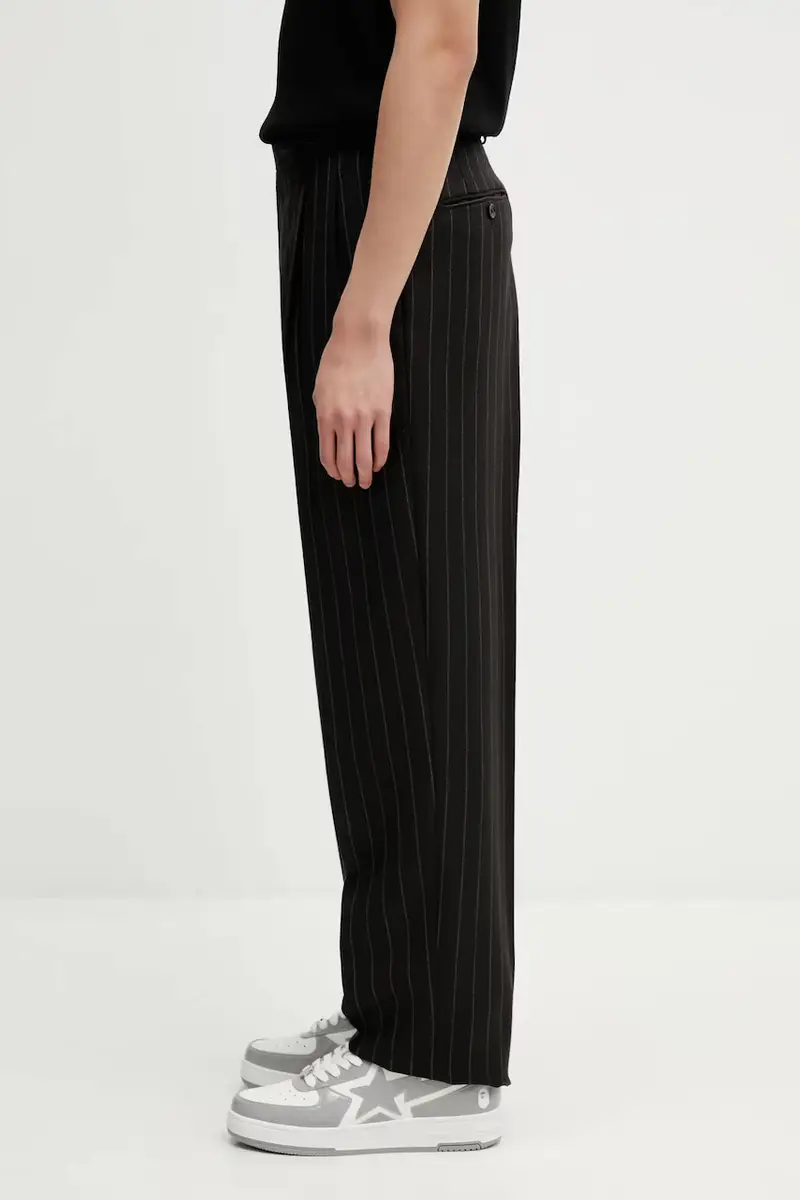 pantaloni in lana Nero miniatura 2