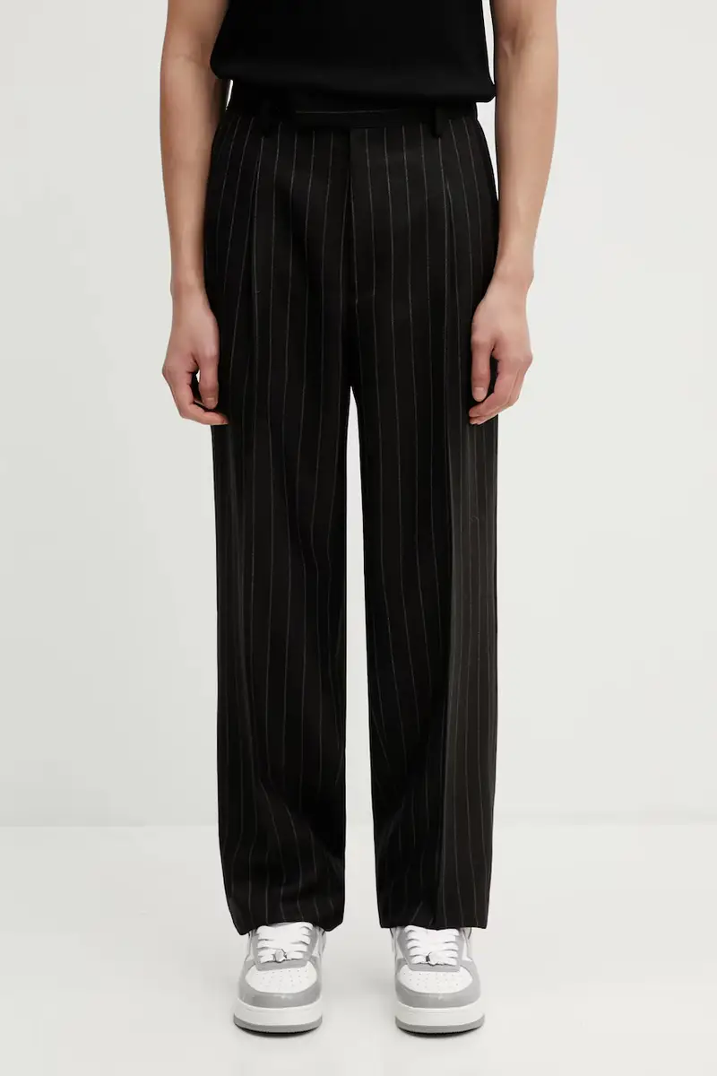 pantaloni in lana Nero