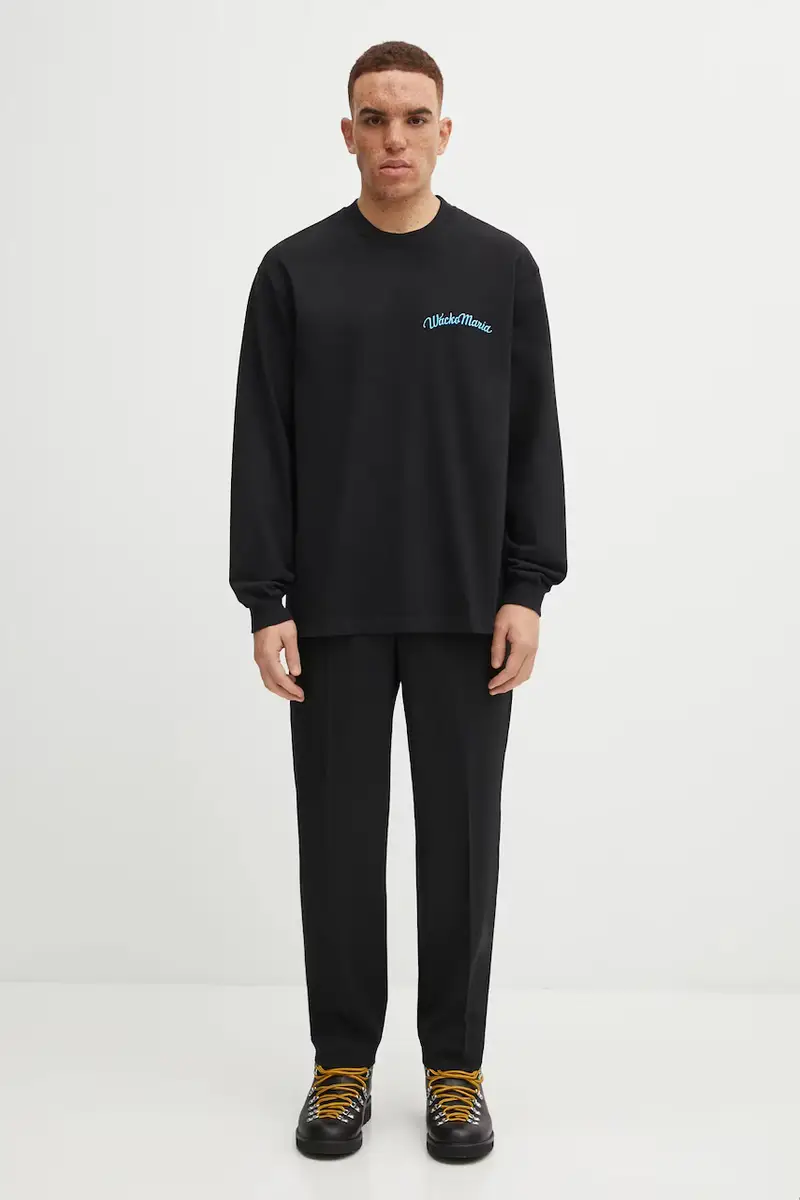 top a maniche lunghe in cotone colore nero 25FW-WMT-LT05 miniatura 5