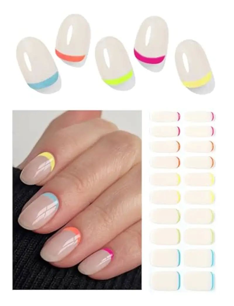 Wahrshei Unghie Gel Adesive UV | Beige Gelatinoso Smalto Adesivo Gel UV | 20 PCS Pellicola per Unghie Autoadesiva |