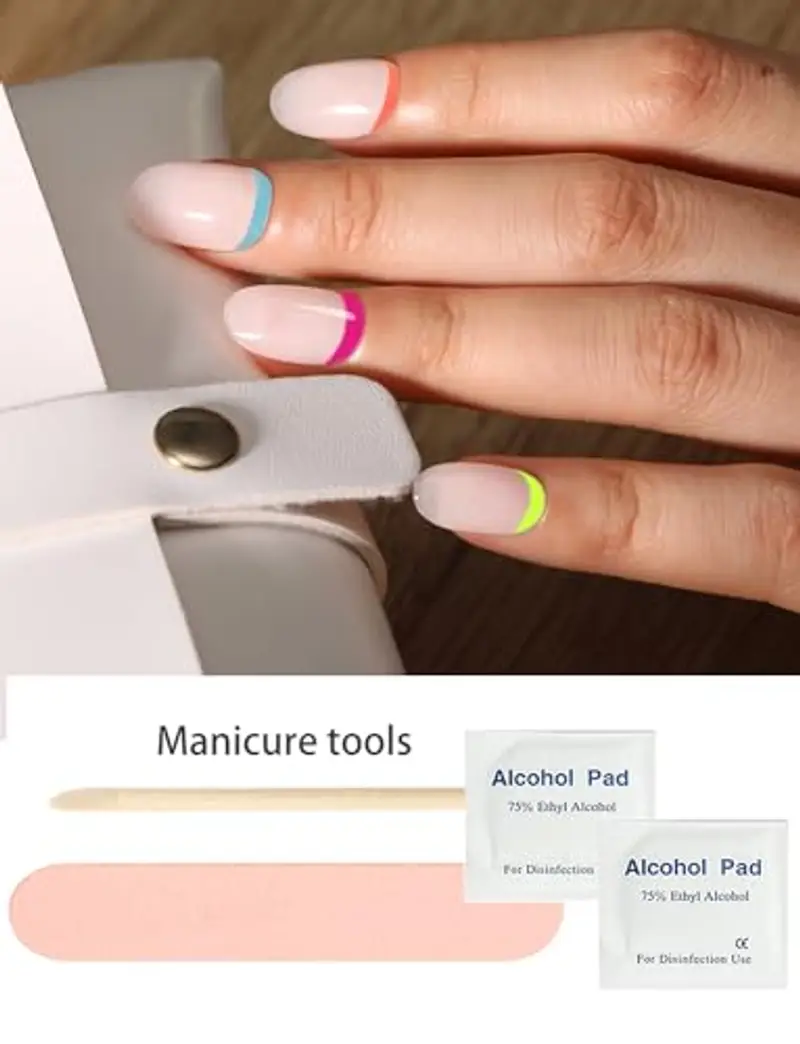 Wahrshei Unghie Gel Adesive UV | Beige Gelatinoso Smalto Adesivo Gel UV | 20 PCS Pellicola per Unghie Autoadesiva | miniatura 3