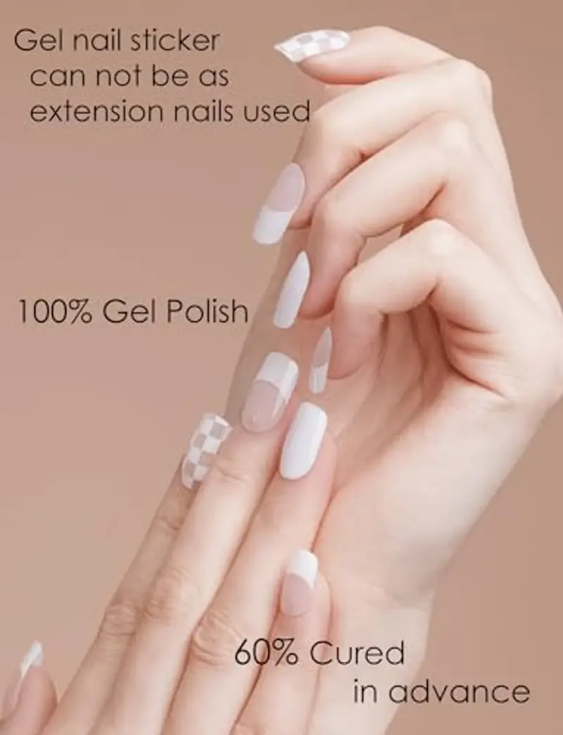 Wahrshei Unghie Gel Adesive UV | Smalto Adesivo Gel UV | 20 PCS Pellicola per Unghie Autoadesiva | Adesivi per unghie miniatura 3