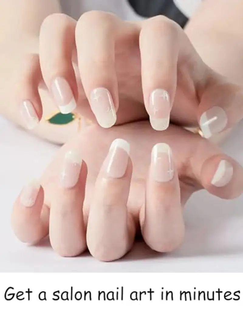 Wahrshei Unghie Gel Adesive UV | Stelle Francesi Smalto Adesivo Gel UV | 20 PCS Pellicola per Unghie Autoadesiva | miniatura 3