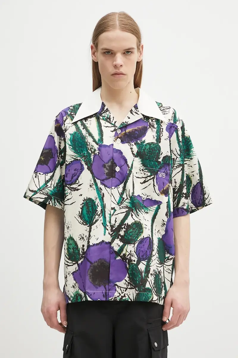 camicia in cotone Highlife Bowling colore violetto MS25SH08.CO06.0725