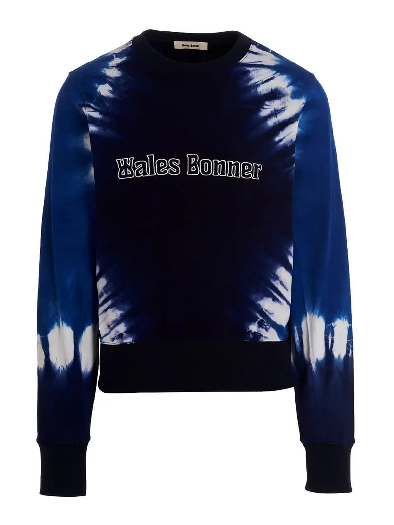 Felpa tie dye con ricamo logo Blu