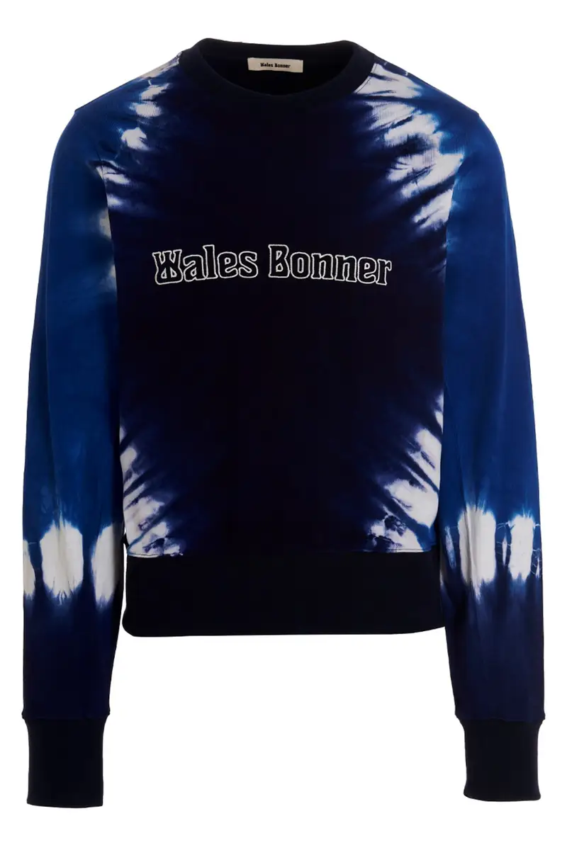 Felpa Tie Dye Ricamo Logo Blu