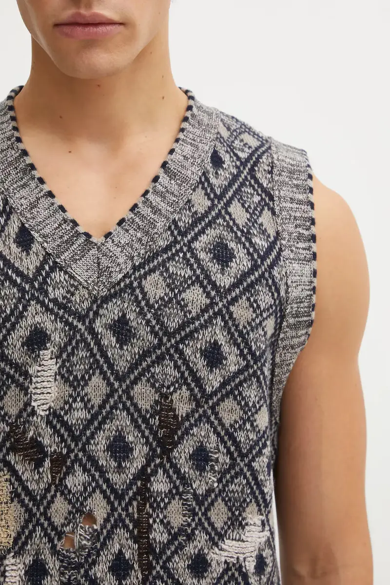 gilè in lana Sibling Knit Vest uomo colore grigio UA25KN46.WO12.951 miniatura 4