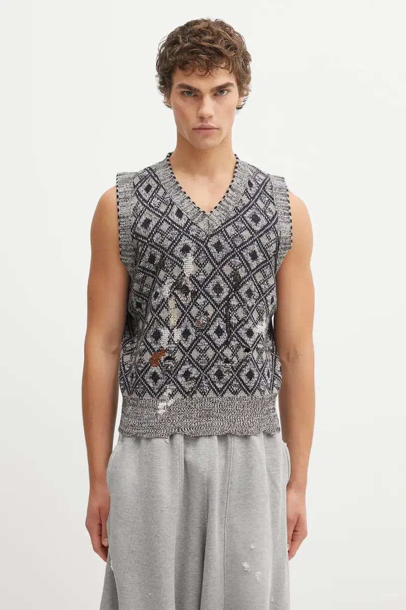 gilè in lana Sibling Knit Vest uomo colore grigio UA25KN46.WO12.951