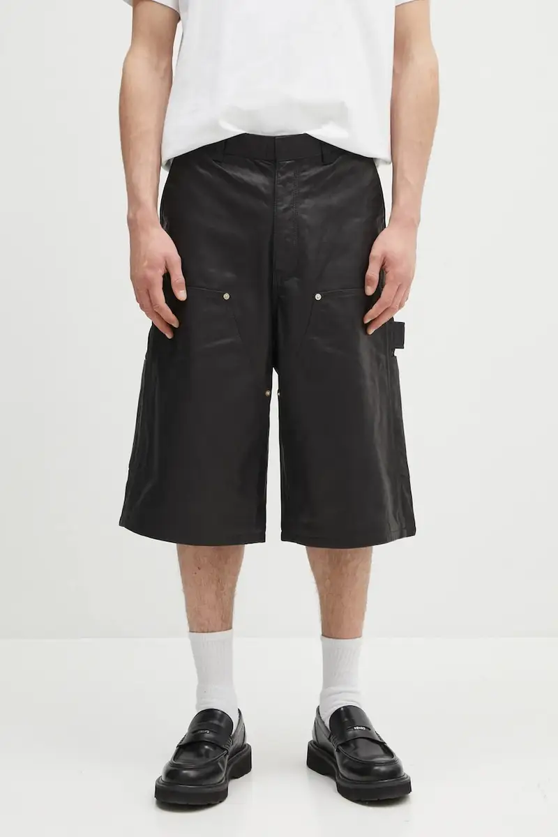 shorts in pelle Ivy colore nero US25LE03.LE02.999